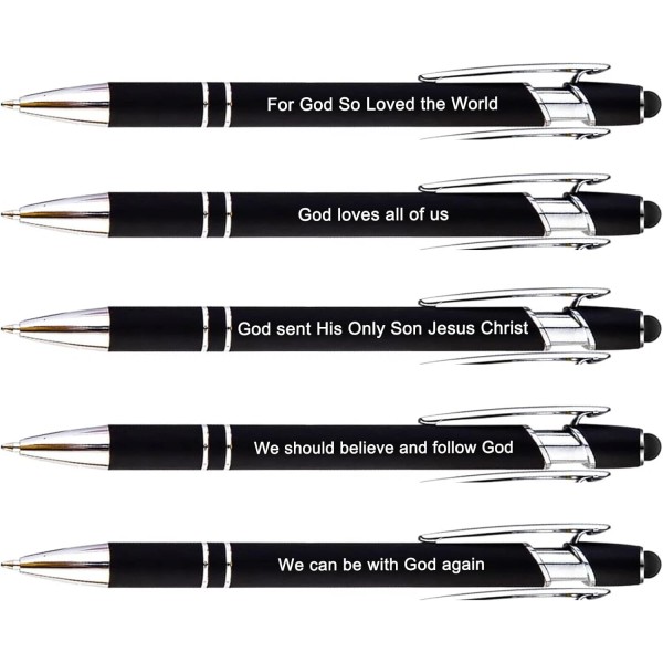 NoBrand 5 Pcs Ballpoint Pens with John 3:16 Bible Verses,