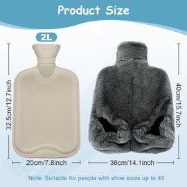 YTACREA Foot Warmer Without Electricity, 2 L Foot Warmer, Hot Water Bottle, Adult Hot Water Bottle, Foot Warmer, 2-in-1 Foot Hot Water Bottle for Women/Men/Children