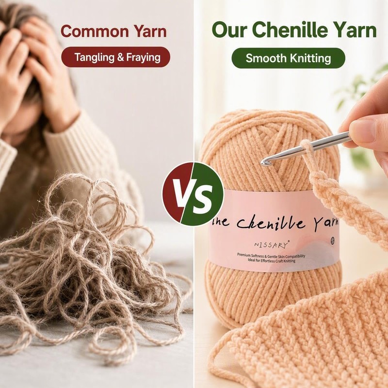 Nissary Soft Chenille Yarn Crochet Kit 4x50g