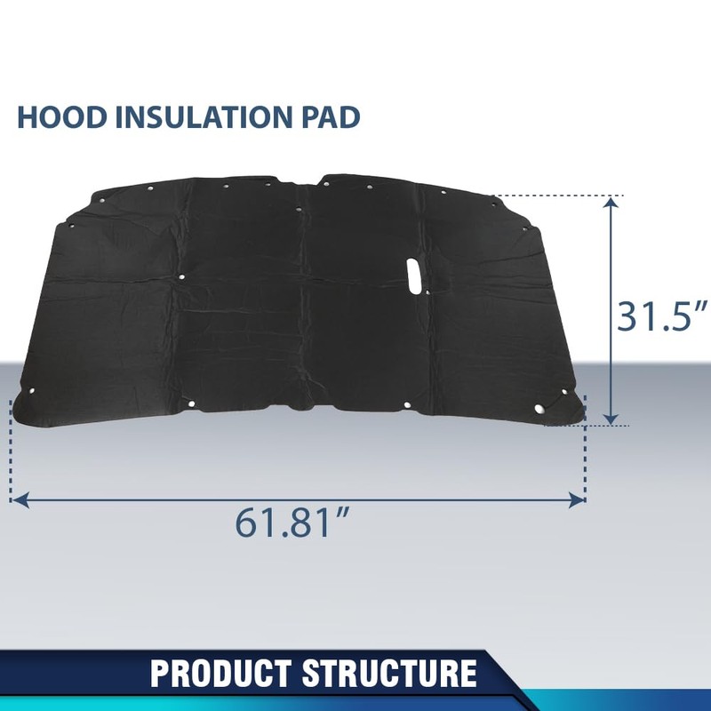 PIT66 Hood Insulation Pad Heat Shield w/ Clips Compatible with