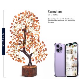 YATSKIA Carnelian Crystal Healing Tree, Crystals and Gemstones, Crystal Tree Gifts for Women, Healing Crystals Decorative Home Accessories, Crystal Ornaments House Decor, Meditation Gifts