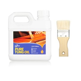 35OZ 100% Pure Tung Oil for Wood with a Brush,All-Natural Wood Oil,Food Safe Tung Oil Finish for Furniture, Decks & Countertops,No Additives, Solvents or Synthetic Ingredients