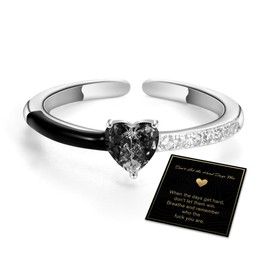 ANOBLEJRY Heart Ring for Women Self Ring for Women, White Gold, Cubic Zirconia