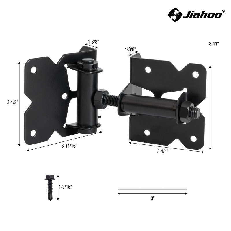 JIAHOO Self-Closing Gate Hinges, Heavy Duty Door Hinges for Wooden/Vinyl/PVC