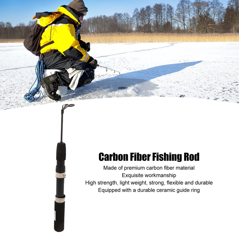 Mini Ice Fishing Rod Carbon Fiber with Ceramic Guide Ring