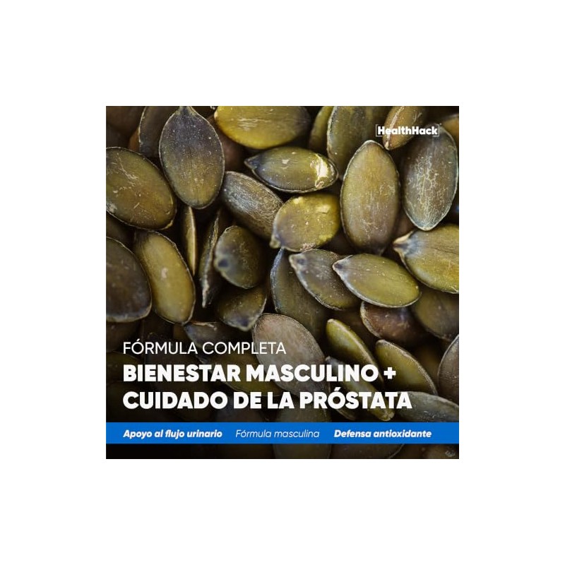 Suplemento Natural Hombre Semilla de Calabaza Zinc Vitamina D H2Hack