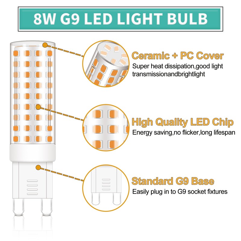 ZHENMING Dimmable G9 LED Bulb 60W 75W 80W Halogen Equivalent,