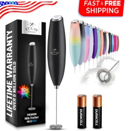 Zulay Kitchen Milk Frother Wand Drink Mixer with AA Duracell Batteries- Durable