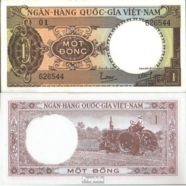 Prophila Collection Banknote South Vietnam Pick No: 15a UNC 1964 1 Dong (Banknotes for Collectors - No Means of Payment) Cars/Road Traffic