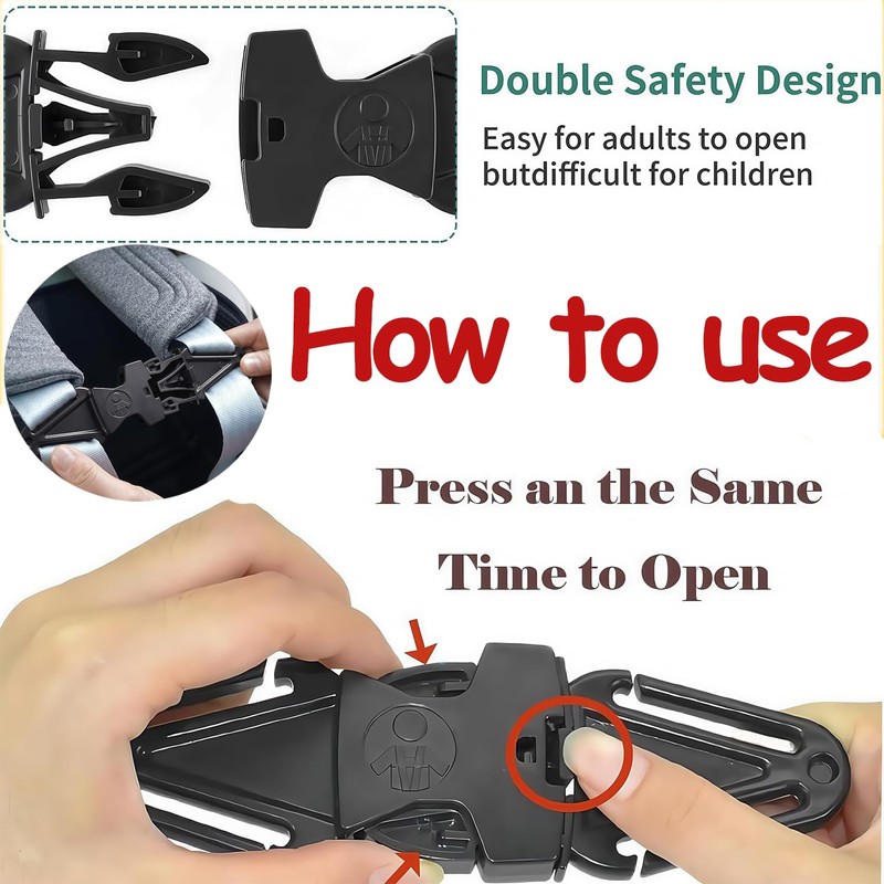 2-Pack Anti-Escape Car Seat Safety Clips - Universal Chest Strap