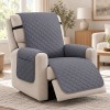 Gray Quilted Recliner Cover with Polyester Fabric, Side Storage Pocket