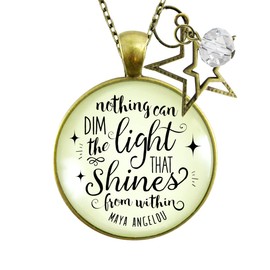 Inspirational Necklace Nothing Can Dim The Light That Shines Necklace Glam Life Quote Star Charm