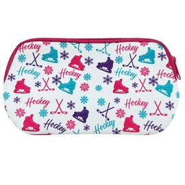 Sportybella Hockey Gifts for Girls – Waterproof Hockey Makeup Bag & Travel Pouch – Ice Skates and Sticks Design – Cosmetic Organizer for Players, Coaches & Fans