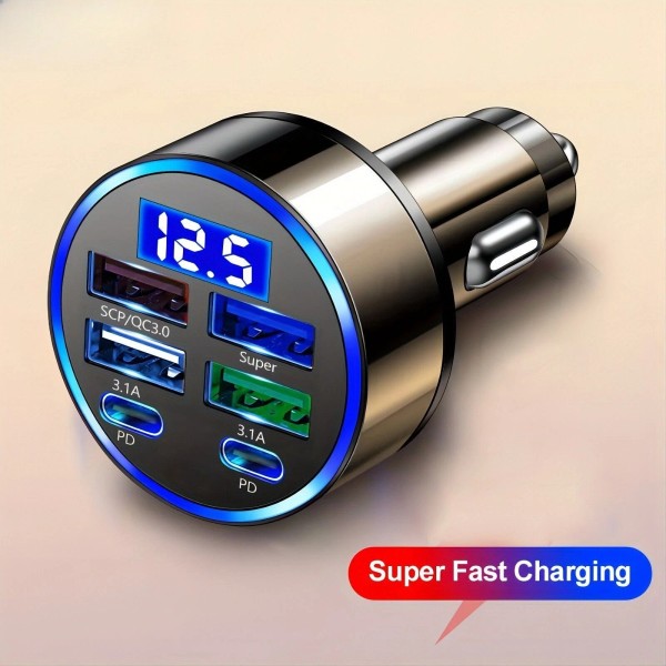 Unbranded Car Charger With QC3.0 Fast Charging, 1 To 6