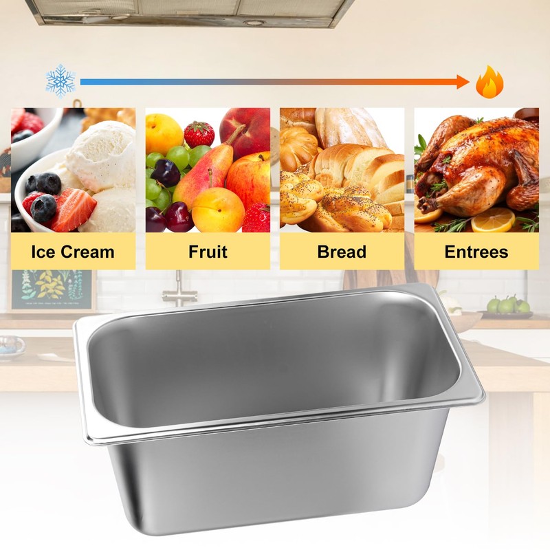Biugaaufai 5 Pack 1/3 Size Stainless Steel Steam Hotel Pan