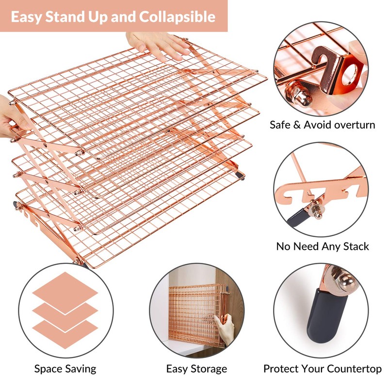 Geesta 2/3/4-Tier Collapsible Cooling Rack with Adjustable 3 Setting Design