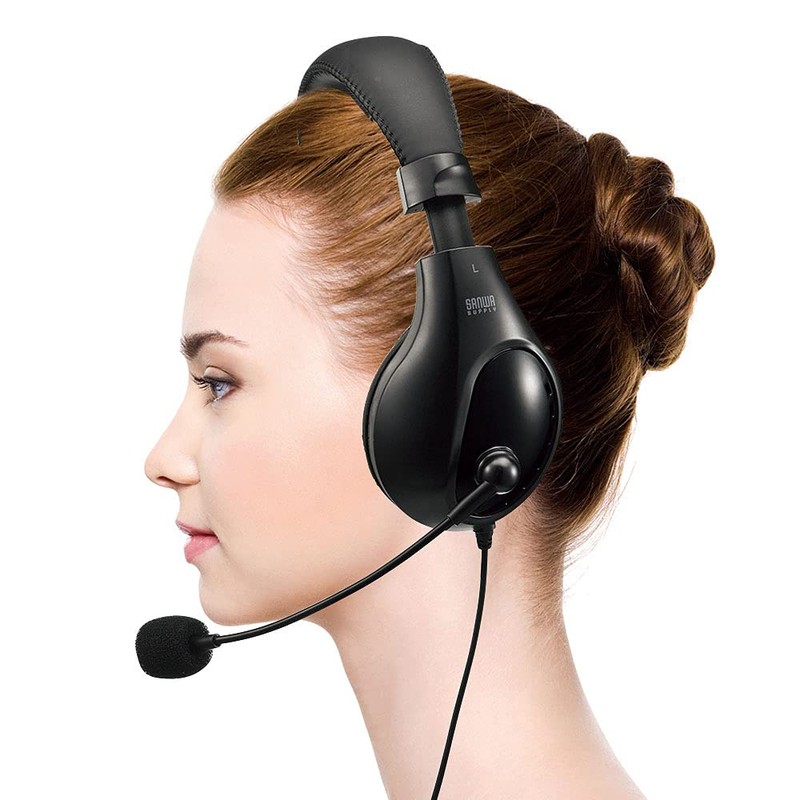 Sanwa Supply MM-HS401BK Headset 3.5mm Mini Plug (4 Poles), Binaural