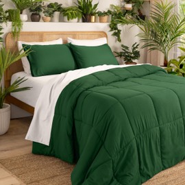 Ivy Union Full Comforter Set - Comfy, Breathable, All Season - Down Alternative Comforter & Shams - Ultra-Soft, Fluffy, Lightweight - Box Stitch Quilting for Durability (Full, Forest Green)