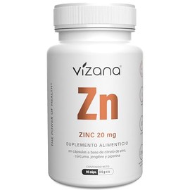 VIZANA NUTRITION  Citrato de Zinc en Cápsulas HPMC Vegetarianas (90 Caps-500 mg) adicionado con Cúrcuma, Jengibre y Piperina Origen Citrato Alemania  