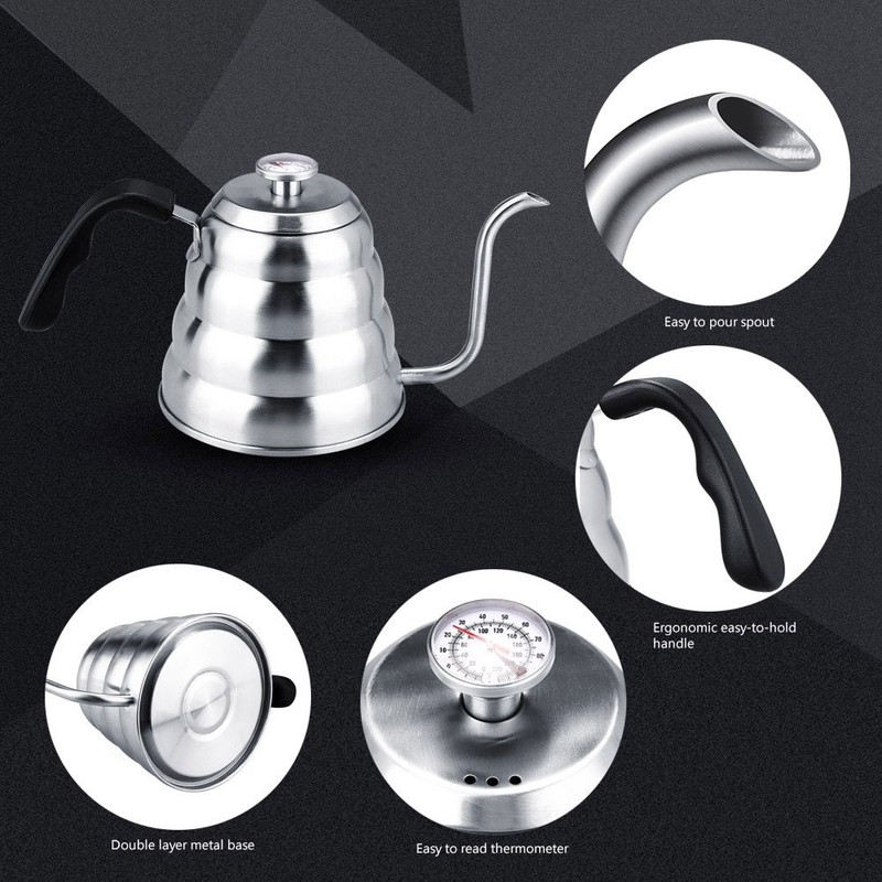 Cafetera con Termómetro de Acero Inoxidable 304 Vierte Sobre Café