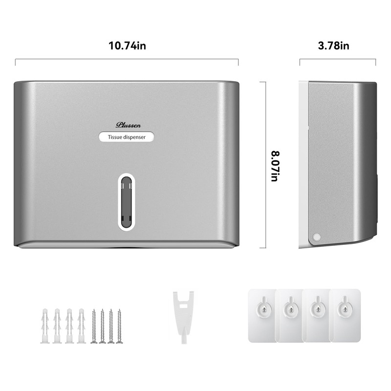 PLUSSEN Paper Towel Dispenser Wall Mount, Adhesive No Drilling Multifold