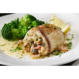 New York Steak & Seafood Stuffed White Sole Fillets - Premium White Sole Fillets Stuffed with a Delicious Blend of By Scallops, Atlantic Rock Crabmeat and Bread Crumbs (8 Stuffed Sole 5 oz.)