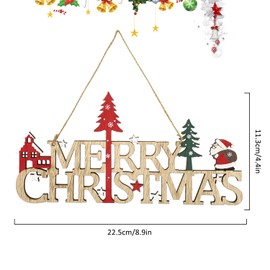 CHEERYMAGIC Wooden Christmas Decorations, Christmas Plaque Sign Door Hanging Sign, Christmas Santa Tree Ornaments Ceiling Window Decorations for X-mas Home Room Indoor Outdoor Decor A6-SDZMP