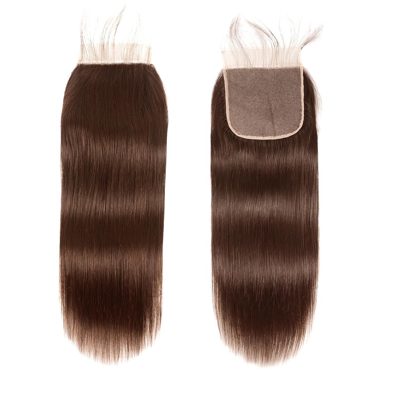 5x5 Chocolate Brown Closure #4 closure straight 18 Inch
