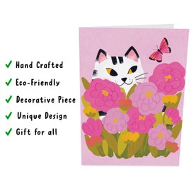 CENTRAL 23 Cat Birthday Card - Pop Up Birthday Cards For Women - Floral Cat - All Occasion Popup Greeting Card For Cat Mom Dad Fur Parents - Cat Themed Gifts For Cat Lovers - Comes With Stickers