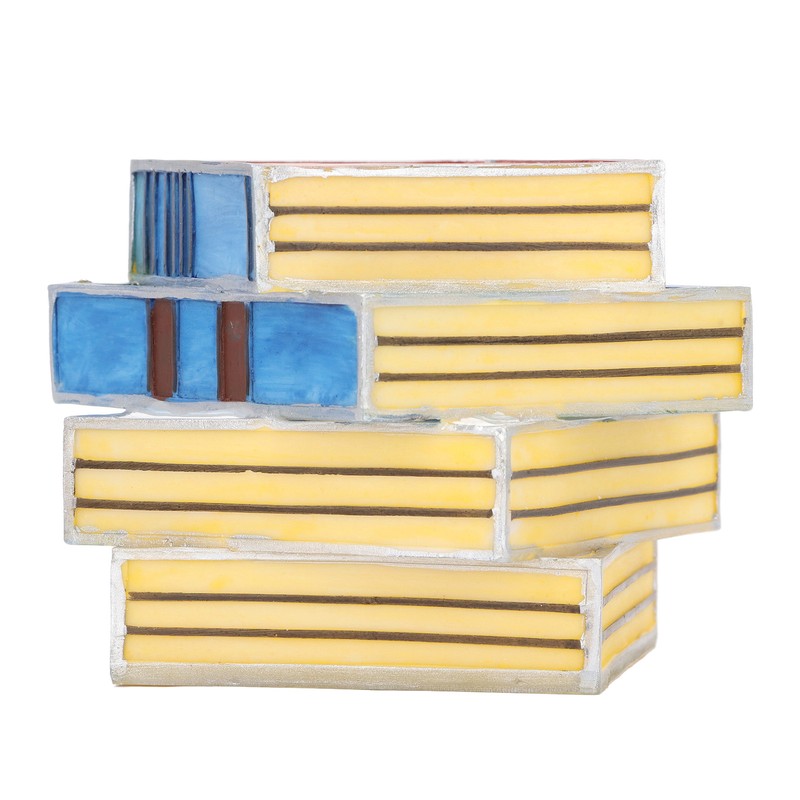 Stained Book Lamp Vintage Style Soft Lighting Stacked Books Table