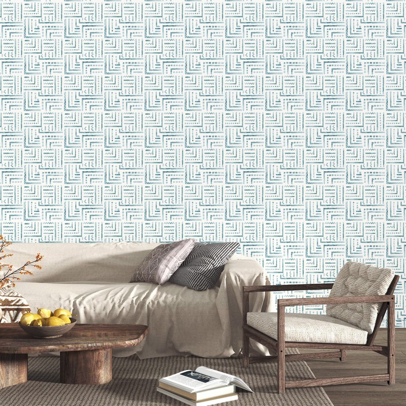 tiltil Modern Peel and Stick Wallpaper Blue Boho Contact Paper