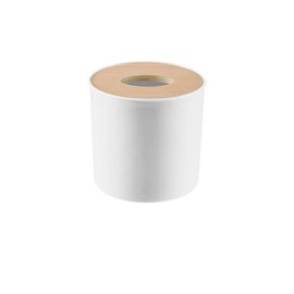 DEWIN Plastic Tissue Box, Tissue Holder Storage Organizer with Removable Wood Cover for Home Bathroom Car Office(Round)