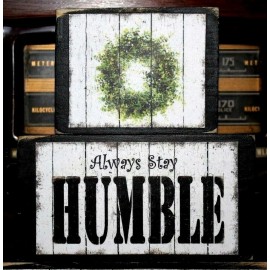 handmade Always Be Humble and Kind Rustic Farmhouse 3 Pc Stacking Blocks Wooden Signs