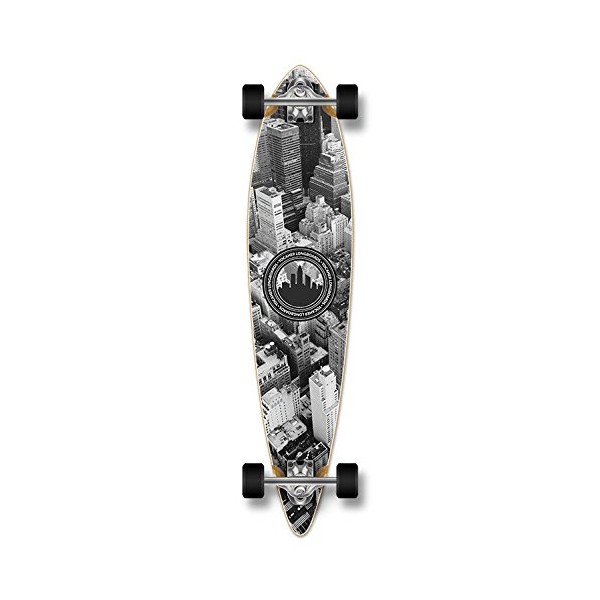 Yocaher Graphic (New York) Complete Pintail Skateboards Longboard w/Black Widow Premium 80A Grip Tape Aluminum Truck ABEC7 Bearing 70mm Skateboard Wheels