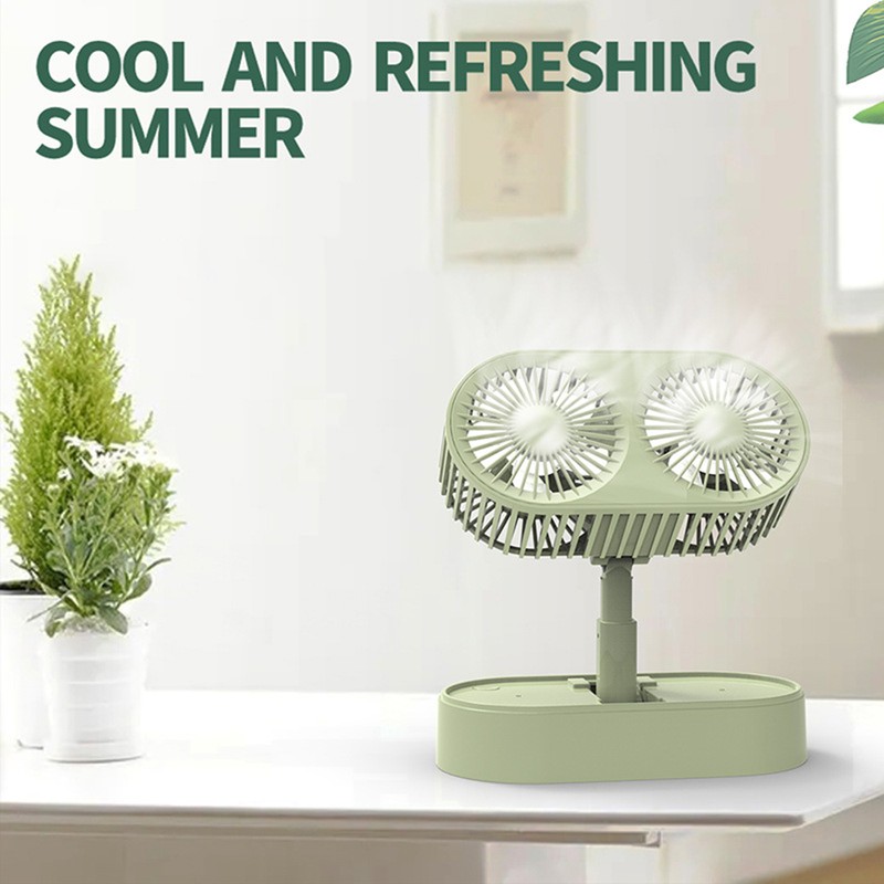 Double Motor Folding Tabletop Fan Rotating Cooling Fan 3 Speed