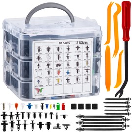OCGIG 970 PCS Car Push Retainer Clips & Auto Fastener Trim Clips Kit, with 31 Most Popular Sizes Nylon Bumper Fender Rivets and Door Panel Fastener Removal Tool for GM Toyota Honda Mazda Nissan