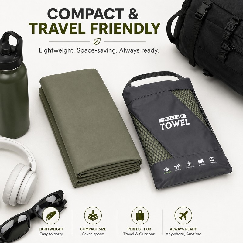 Quick-Dry Microfiber Travel Towel – Ultra Absorbent, Lightweight, Compact Sports