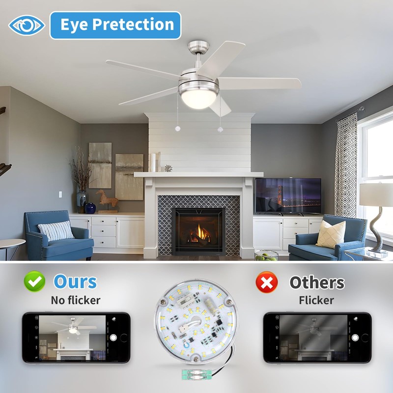 4 Inch Ceiling Fan LED Light Replacement, 18W 2200LM 3000K