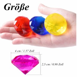 Kettion Pack of 10 4 cm Large Size Children's Diamond Acrylic Gemstone Toy, Pirate Treasure Hunt Easter Egg Filler Diving Teacher Favours of the Party, Gift for Birthday, Christmas, Easter Prizes