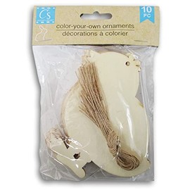 Easter Wood Shape Cutout Ornament Craft Color-Your-Own - 10 Piece (Chick)