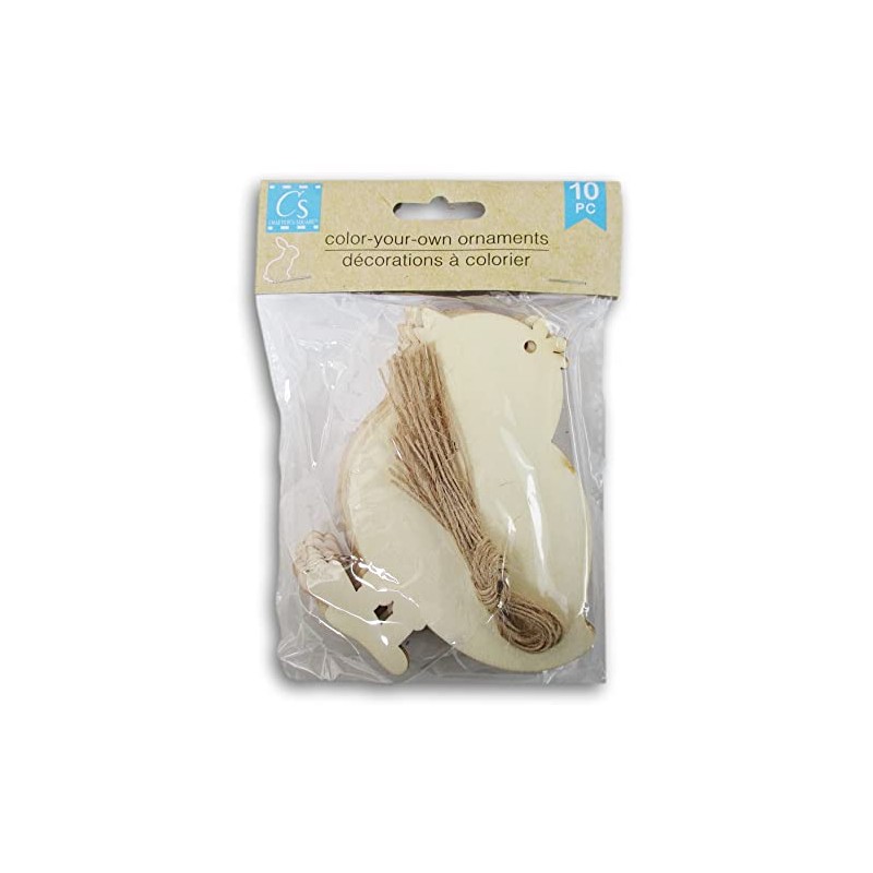 Easter Wood Shape Cutout Ornament Craft Color-Your-Own - 10 Piece