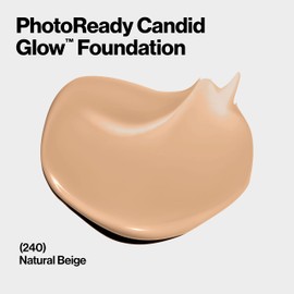 Revlon Liquid Foundation, Photo Ready Candid Glow Face Makeup for Sensitive and Dry Skin, Longwear Sheer-Medium Coverage with Natural Glow Finish, 240 Natural Beige, 0.75 Oz