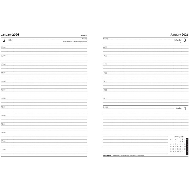 2026 A6 Diary Week Day Per Page - Grey Faux