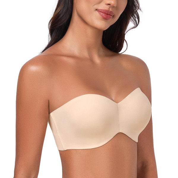 DotVol Women's Strapless Bra Push Up with Underwire Strapless Bandeau