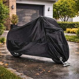 Cubierta de Motocicleta, Funda para Moto Impermeable, Motocicleta Protectora Poliéster para Motocicletas como Honda, Yamaha, Suzuki, Harley y más (Negro, 3XL)