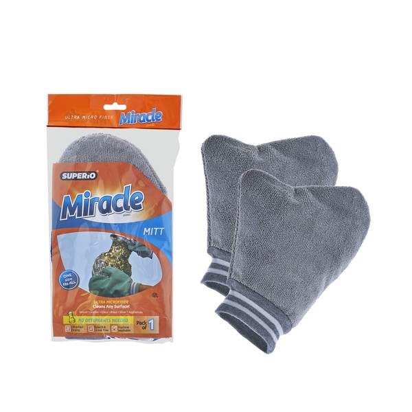 Superio Silver Polish Glove Miracle Mitt - Ultra Microfiber (Pair of 2) Cleans Any Surface Sliver Sparkle, Glass Shine, Brass Cleaner, Scratch and Streak Free Reusable Cleaning Glove