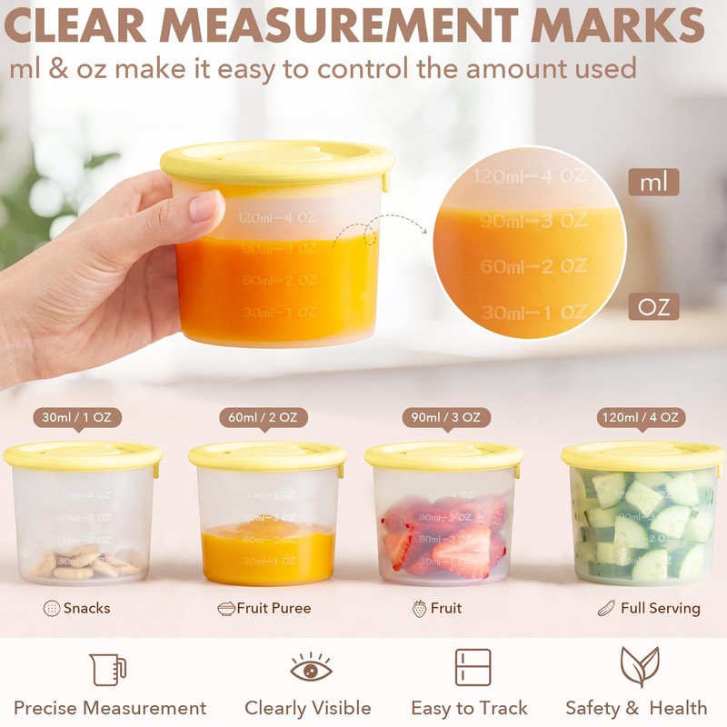 Silicone Baby Food Containers,6 Pack Spill-Proof Snack Containers with Lids