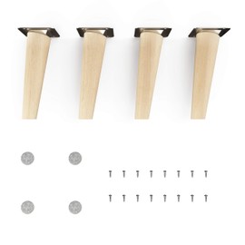 Sossai Clif Round HMF2 Natural Wood Untreated Beech Furniture Feet 15 cm High Round Slanted Design for Dressers Cupboards Shelves