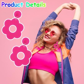 Acrylic Flower Earrings 60s 70s Flower Dangle Earrings Retro Flower Earrings Daisy Earrings Cute Hollow Floral Earrings Dangle Flower Earrings for Women Girls