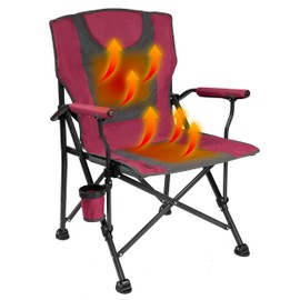 BACKYARD EXPRESSIONS PATIO · HOME · GARDEN Red/Grey Backyard Expressions Luxury Heated Portable Chair Camping, Sports and The Beach
